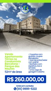 Apartamento com 2 Quartos à venda, 52m² no Centro-Norte, Cuiabá