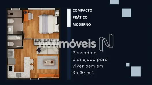Apartamento com 1 Quarto à venda, 35m² no Coração Eucarístico, Belo Horizonte