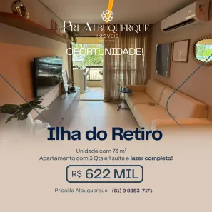 Apartamento com 3 Quartos à venda, 73m² no Ilha do Retiro, Recife