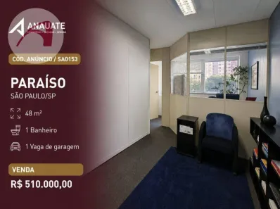 Sala Comercial para venda ou aluguel, 48m² no Bela Vista, São Paulo
