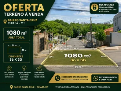 Lote/Terreno à venda, 1080m² no Santa Cruz, Cuiabá