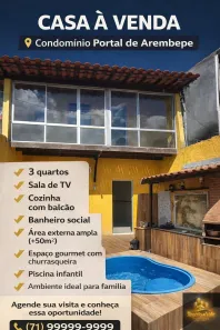 Casa de Condomínio com 3 Quartos à venda, 100m² no Arembepe (Abrantes), Camaçari