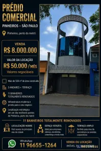 Prédio Comercial para alugar, 600m² no Pinheiros, São Paulo