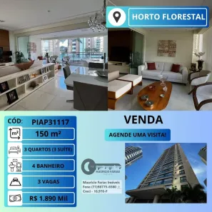 Apartamento com 3 Quartos à venda, 150m² no Horto Florestal, Salvador