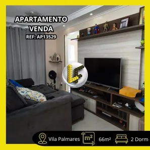 Apartamento com 2 Quartos à venda, 66m² no Vila Palmares, Santo André