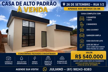 Casa de Condomínio com 3 Quartos à venda, 130m² no Setor Habitacional Vicente Pires, Brasília