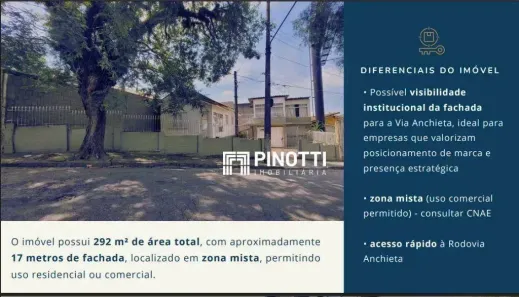 Lote/Terreno à venda, 292m² no Centro, São Bernardo do Campo