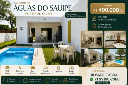 Casa de Condomínio com 3 Quartos à venda, 107m² no Porto de Sauípe, Entre Rios