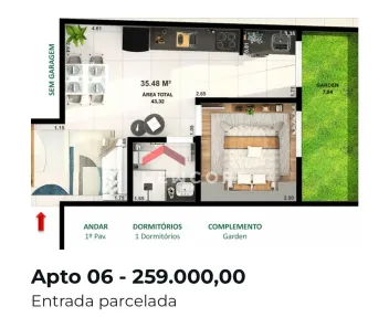 Apartamento com 1 Quarto à venda, 35m² no Jardim Líbano, São Paulo