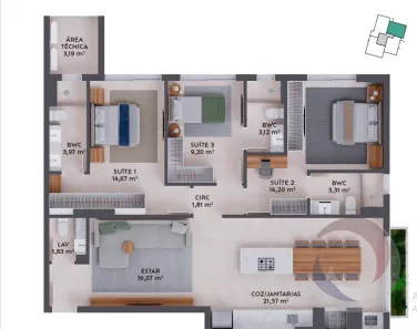 Apartamento com 3 Quartos à venda, 108m² no Pedra Branca, Palhoça