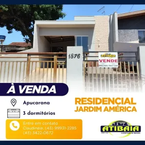 Casa com 3 Quartos à venda, 69m² no Jardim Ponta Grossa, Apucarana