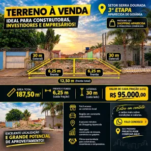Lote/Terreno à venda, 187m² no Setor Serra Dourada - 3ª Etapa, Aparecida de Goiânia
