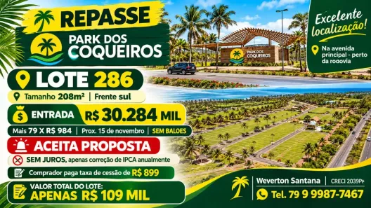 Lote/Terreno à venda, 208m² no Zona de Expansão Capua, Barra dos Coqueiros