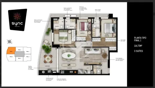 Apartamento com 3 Quartos à venda, 117m² no Setor Marista, Goiânia