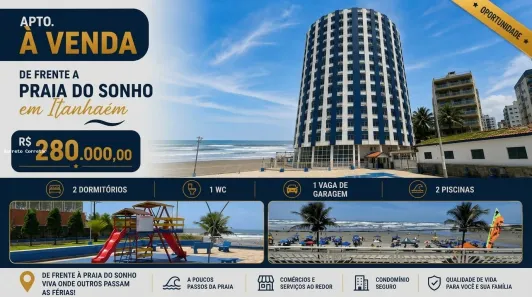 Apartamento com 2 Quartos à venda, 45m² no Praia dos Sonhos, Itanhaém