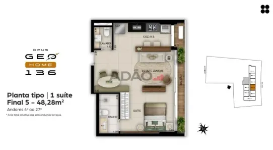 Apartamento com 1 Quarto à venda, 48m² no Setor Marista, Goiânia