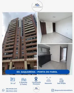 Apartamento com 2 Quartos para alugar, 74m² no Ponta do Farol, São Luís