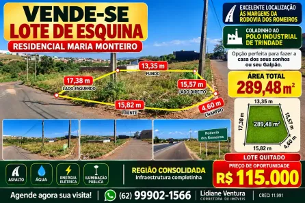 Lote/Terreno à venda, 289m² no Residencial Maria Monteiro, Trindade