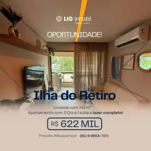 Apartamento com 3 Quartos à venda, 73m² no Ilha do Retiro, Recife