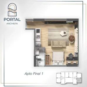 Apartamento com 1 Quarto à venda, 38m² no Centro, São Vicente
