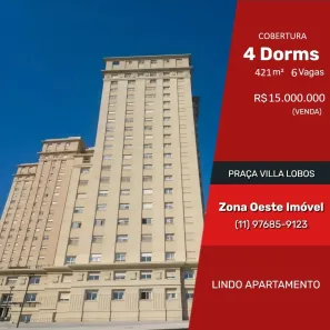 Cobertura com 4 Quartos à venda, 530m² no Jardim Universidade Pinheiros, São Paulo
