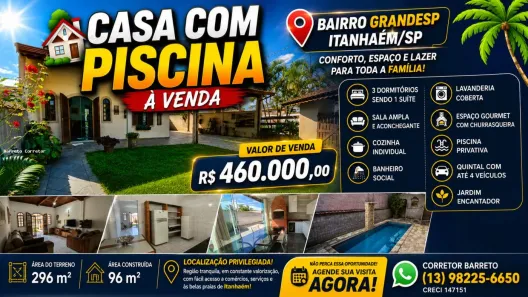 Casa com 3 Quartos à venda, 96m² no Grandesp, Itanhaém