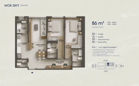Apartamento com 2 Quartos à venda, 86m² no Campinas, São José