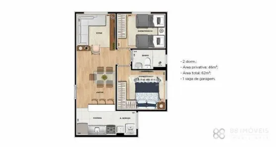 Apartamento com 2 Quartos à venda, 46m² no Leonor, Londrina