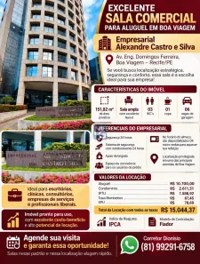 Sala Comercial para alugar, 151m² no Boa Viagem, Recife