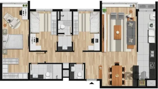 Apartamento com 3 Quartos à venda, 114m² no Nonoai, Porto Alegre