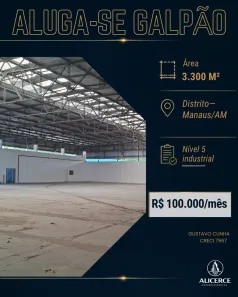 Galpão/Depósito/Armazém para alugar, 3300m² no Distrito Industrial I, Manaus