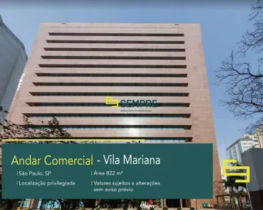 Sala Comercial para alugar, 822m² no Vila Mariana, São Paulo
