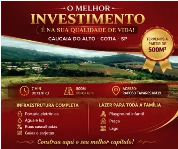 Lote/Terreno à venda, 500m² no Jardim São Luiz (Caucaia do Alto), Cotia