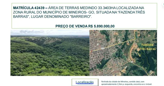 Fazenda/Sítio à venda, 3300m² no Centro, Mineiros