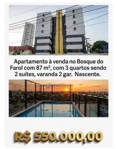 Apartamento com 3 Quartos à venda, 87m² no Farol, Maceió
