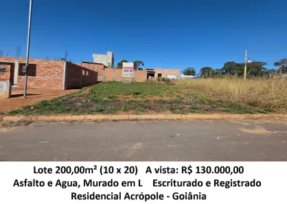 Lote/Terreno à venda, 200m² no Residencial Acrópole II, Goiânia