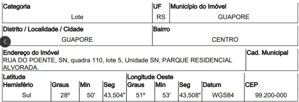 Lote/Terreno à venda, 612m² no Centro, Guaporé
