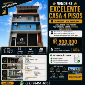 Prédio Residencial com 5 Quartos à venda, 530m² no Compensa, Manaus