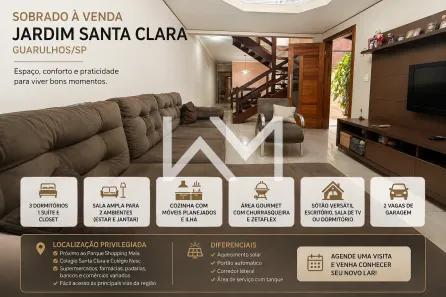 Sobrado com 3 Quartos à venda, 173m² no Jardim Santa Clara, Guarulhos