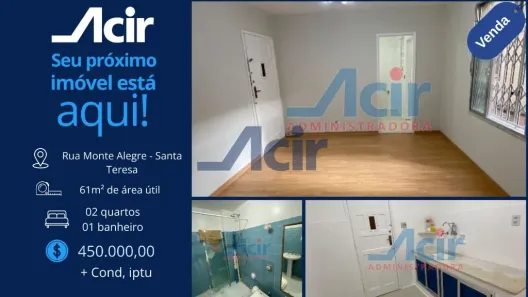 Apartamento com 2 Quartos à venda, 62m² no Santa Teresa, Rio de Janeiro