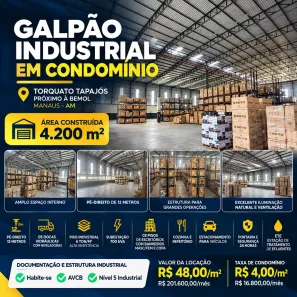 Galpão/Depósito/Armazém para alugar, 4200m² no Tarumã, Manaus