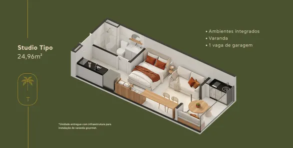 Apartamento com 1 Quarto à venda, 25m² no , Tamandaré