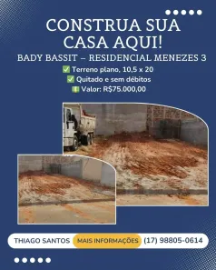 Lote/Terreno à venda, 210m² no Residencial Menezes, Bady Bassitt
