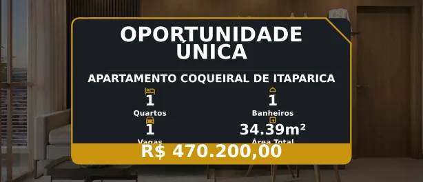 Apartamento com 1 Quarto à venda, 34m² no Coqueiral de Itaparica, Vila Velha