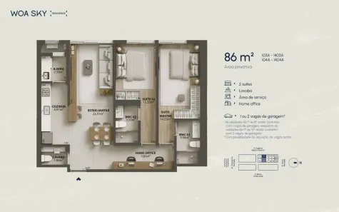 Apartamento com 2 Quartos à venda, 86m² no Campinas, São José