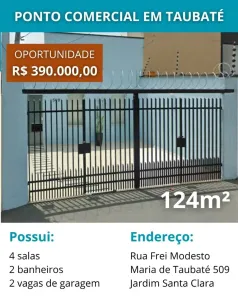 Ponto Comercial à venda, 124m² no Jardim Santa Clara, Taubaté