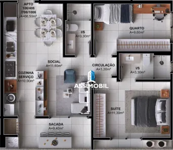 Apartamento com 2 Quartos à venda, 67m² no Pedra Branca, Palhoça