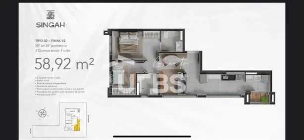 Apartamento com 2 Quartos à venda, 58m² no Jardim Goiás, Goiânia