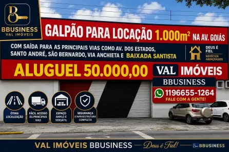 Galpão/Depósito/Armazém para alugar, 900m² no Santo Antônio, São Caetano do Sul