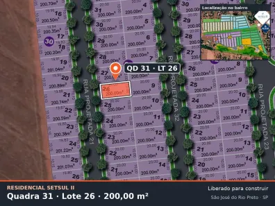 Lote/Terreno à venda, 200m² no Residencial Setsul II, São José do Rio Preto